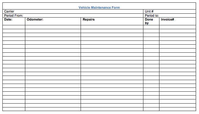 vehicle maintenance form