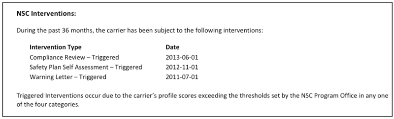 carrier information and nsc interventions